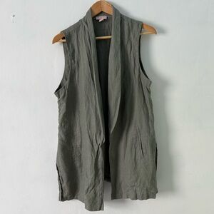St. Tropez Olive Green Linen Vest